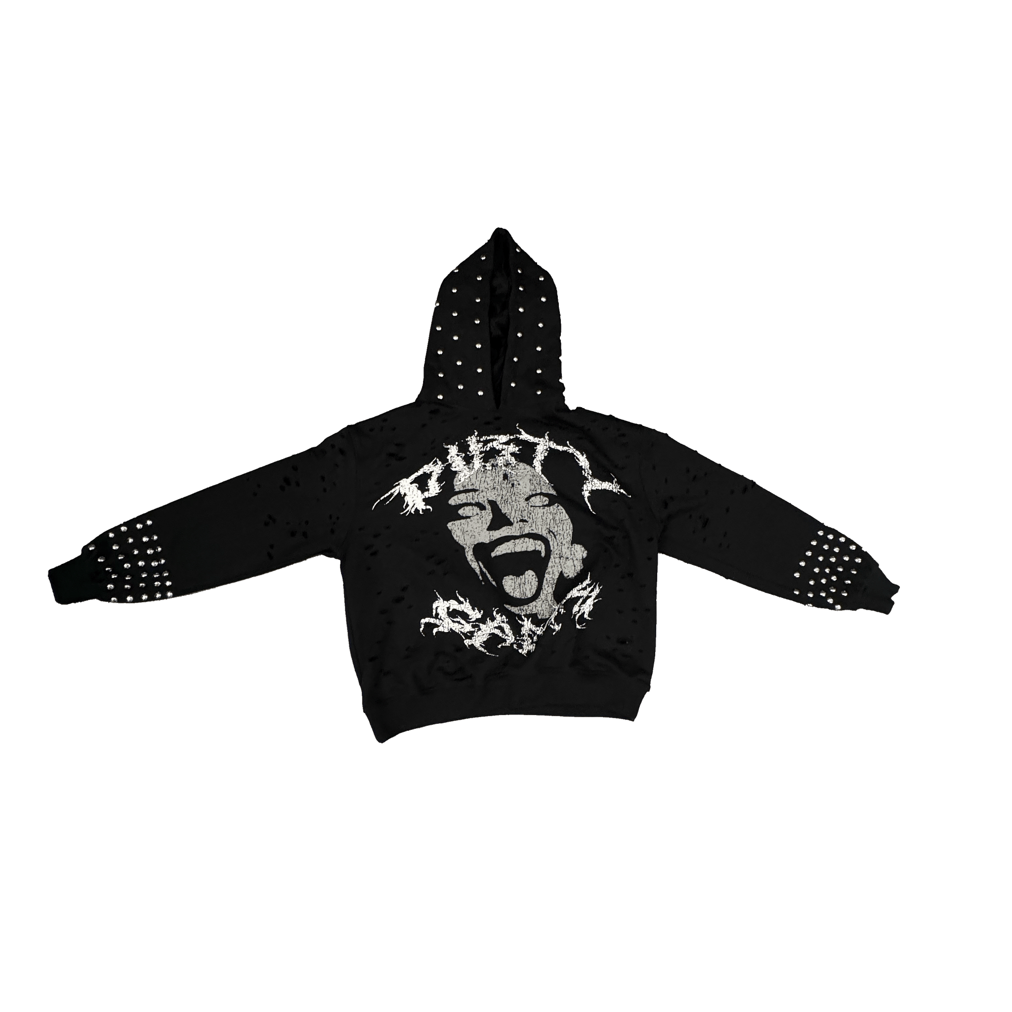 "SORRY 4 THE WAIT" STUDDED HOODIE